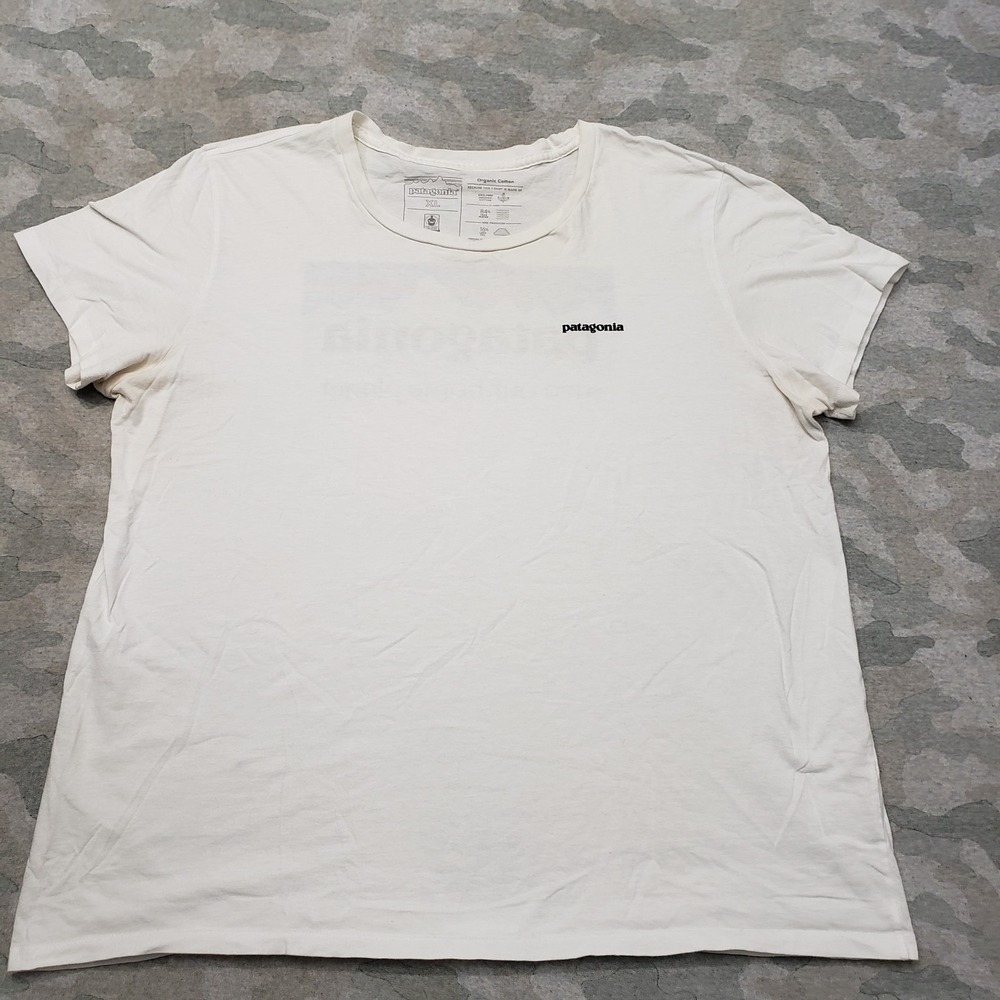 Patagonia Top Womens XL White Short Sleeve Outdoors Camp Trail Hiking - Picture 10 of 11